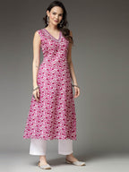 Stylum WomenS Floral Printed Cotton Blend A-Line Kurta