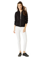 Miss Chase WomenS Cotton Standard Round Neck Full Sleeves Solid Ring Puller Detailing Zippered Bomber Jacket (Mcaw18Jkt02-54-62