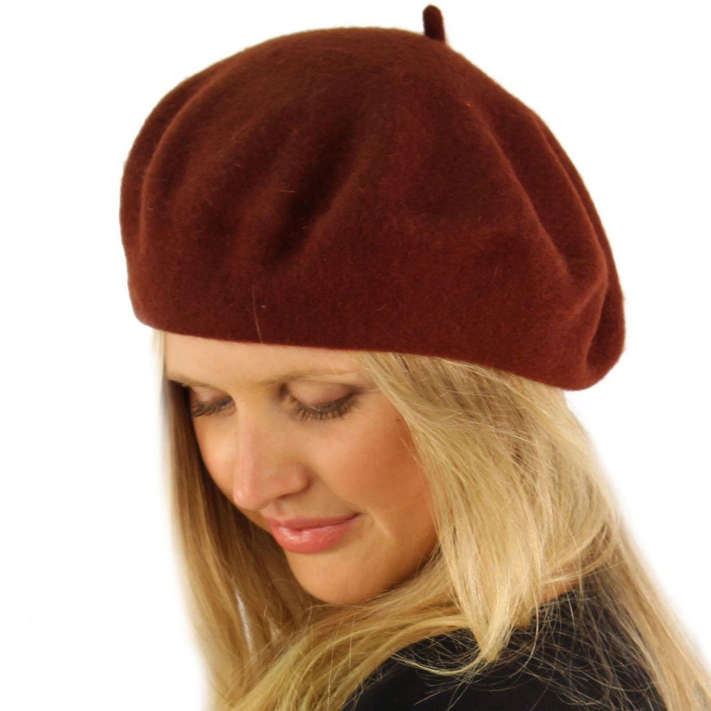 Classic Winter 100% Wool Warm French Art Basque Beret Tam Beanie Hat Cap Brown
