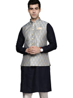 Manyavar Mens Nehru Jacket (JAC257-308_Grey_XL)