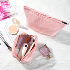 SOIDRAM 2 Pieces Makeup Bag Large Corduroy Cosmetic Bag Capacity Canvas Mix Travel Toiletry Bag Organizer Cute Makeup Brushes Ae