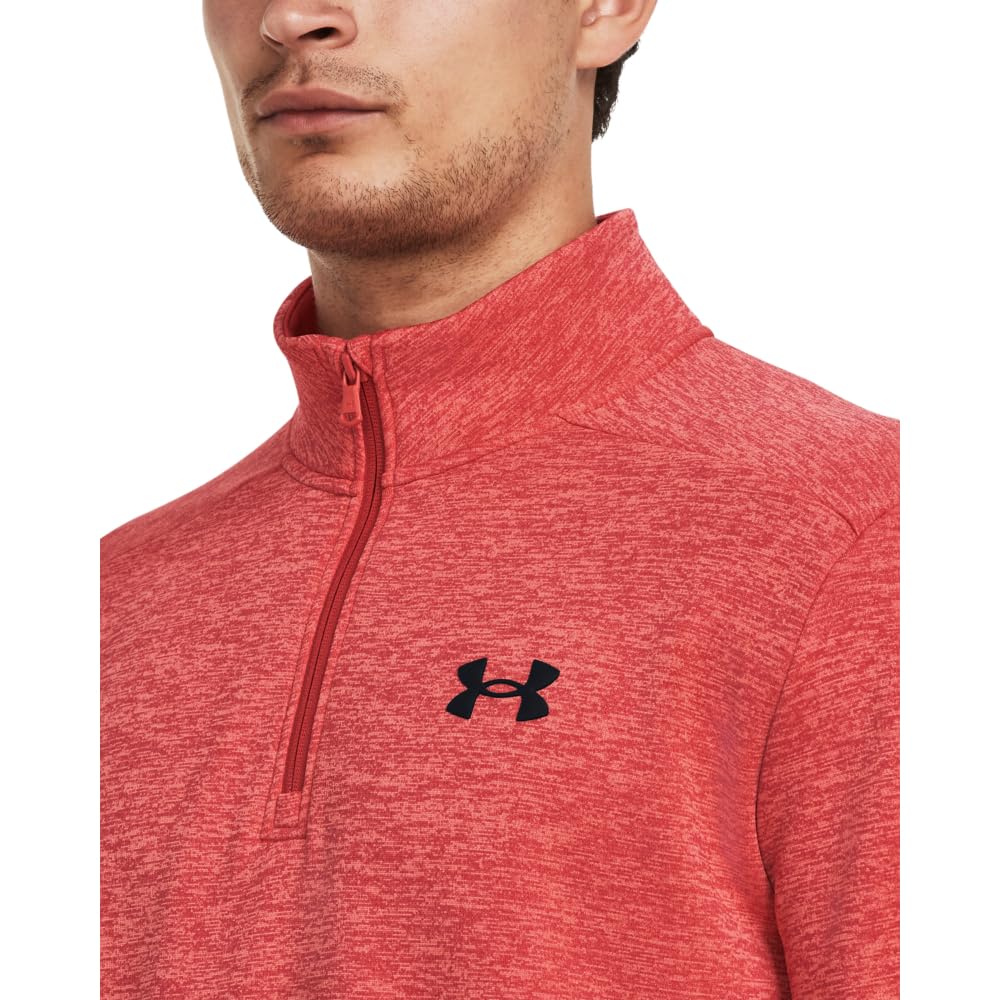 Under Armour mens Armour Fleece Twist Quarter Zip, (690) Venom Red / / Black, Small