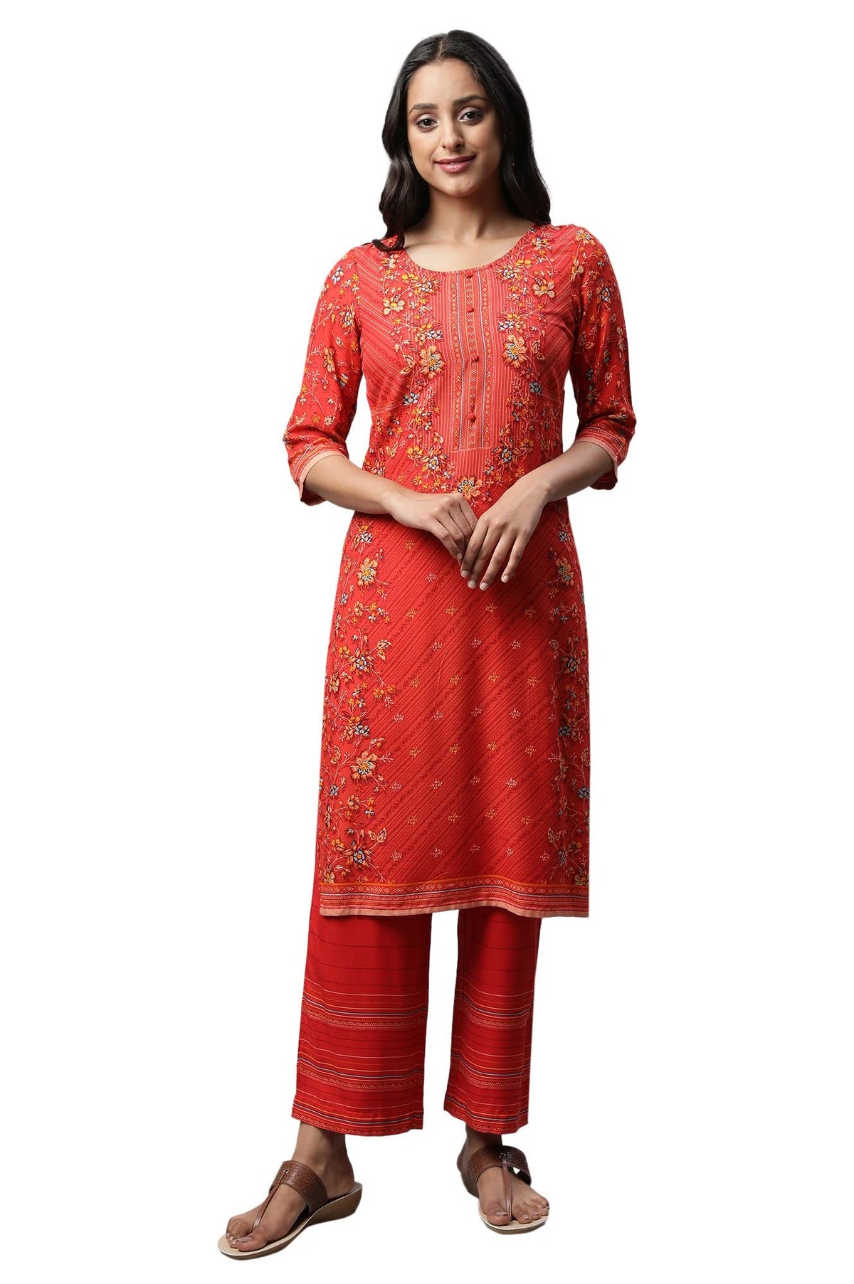 Red Printed Summer Kurta Set