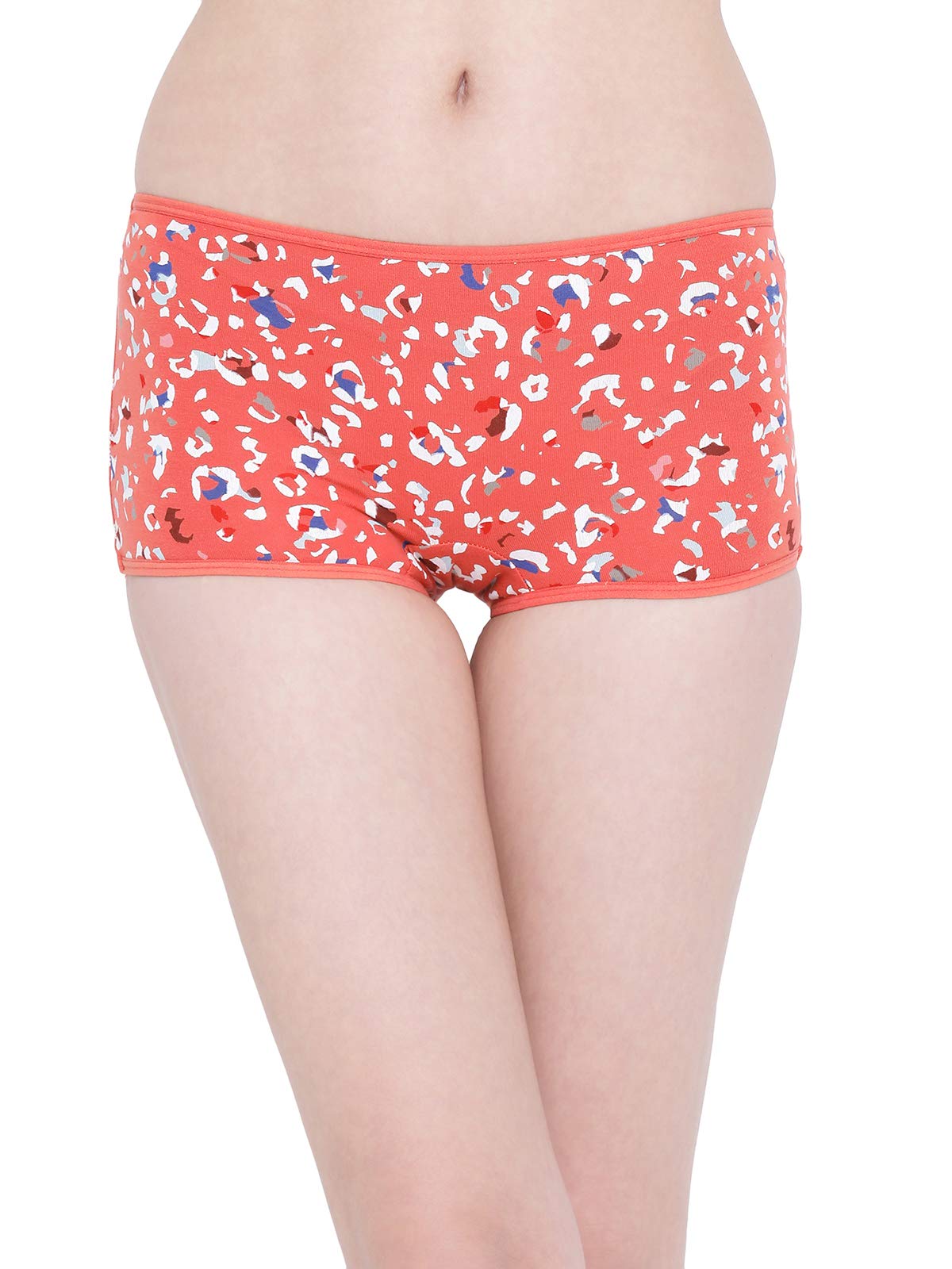 Clovia Womens Cotton Mid Waist Animal Print Boyshorts (PN1089D16_Orange_XXL)