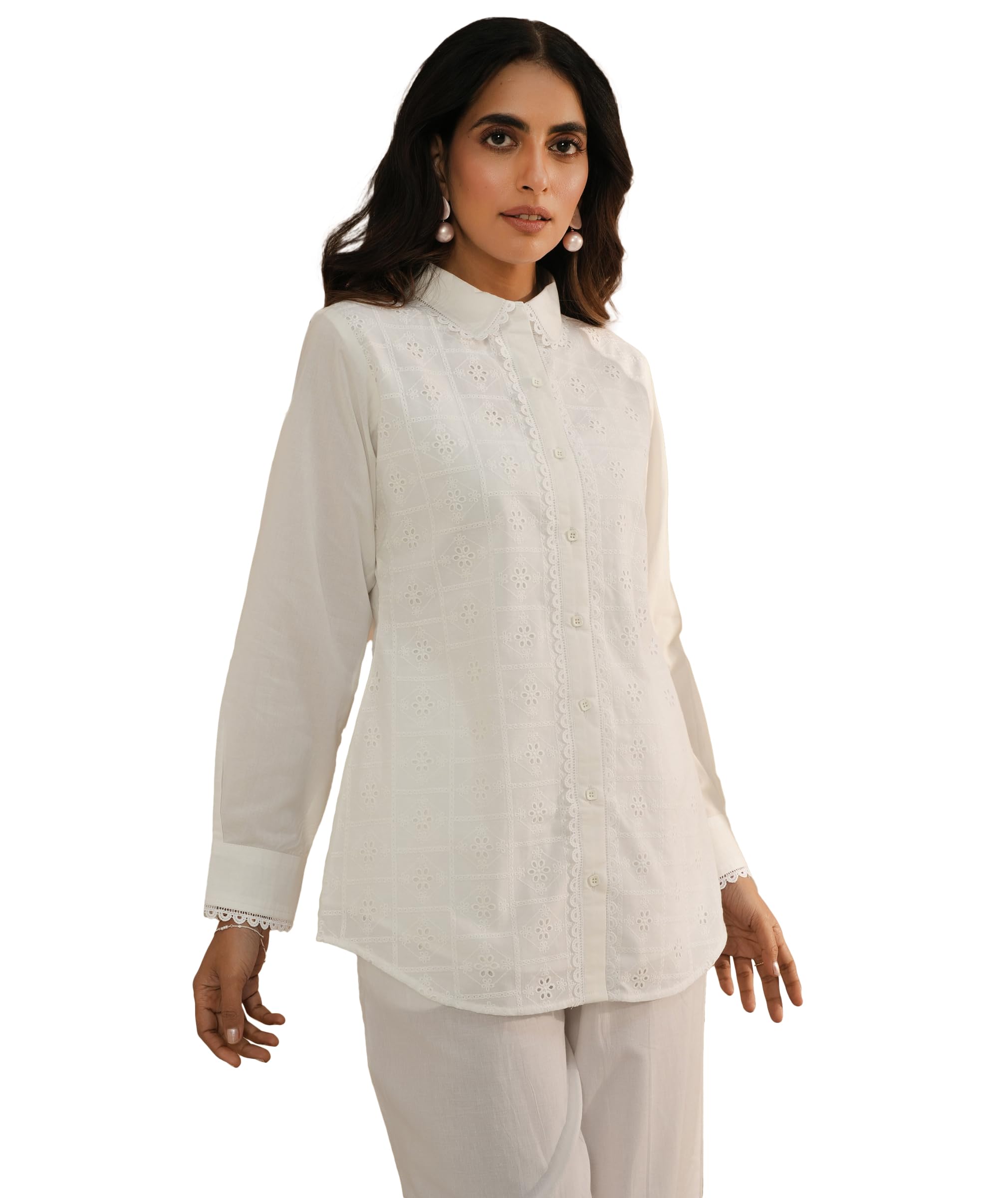 Libas Women Cotton Straight Fit Printed Straight Kurtis (37149_White, Medium)