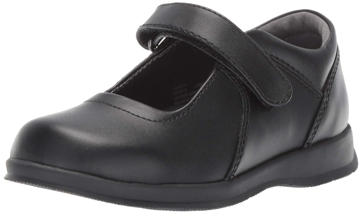 Academie Gear Girls Lauren Mary Jane Flat, Black, 3.5 Wide US Big Kid 3.5