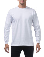 Pro Club Men's 3-Pack Heavyweight Cotton Long Sleeve Crew Neck T-Shirt, White, X-Large