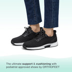 Orthofeet Women's Orthopedic Black Knit Kita Hands-Free Sneakers, Size 9.5 Wide