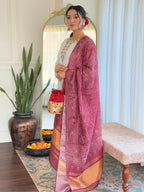 Naixa WomenS Off White Roman Embroidered Straight Kurta With Roman Silk Pant And Silk Printed Dupatta Sets (Nx-M-Manvi-Offwhite