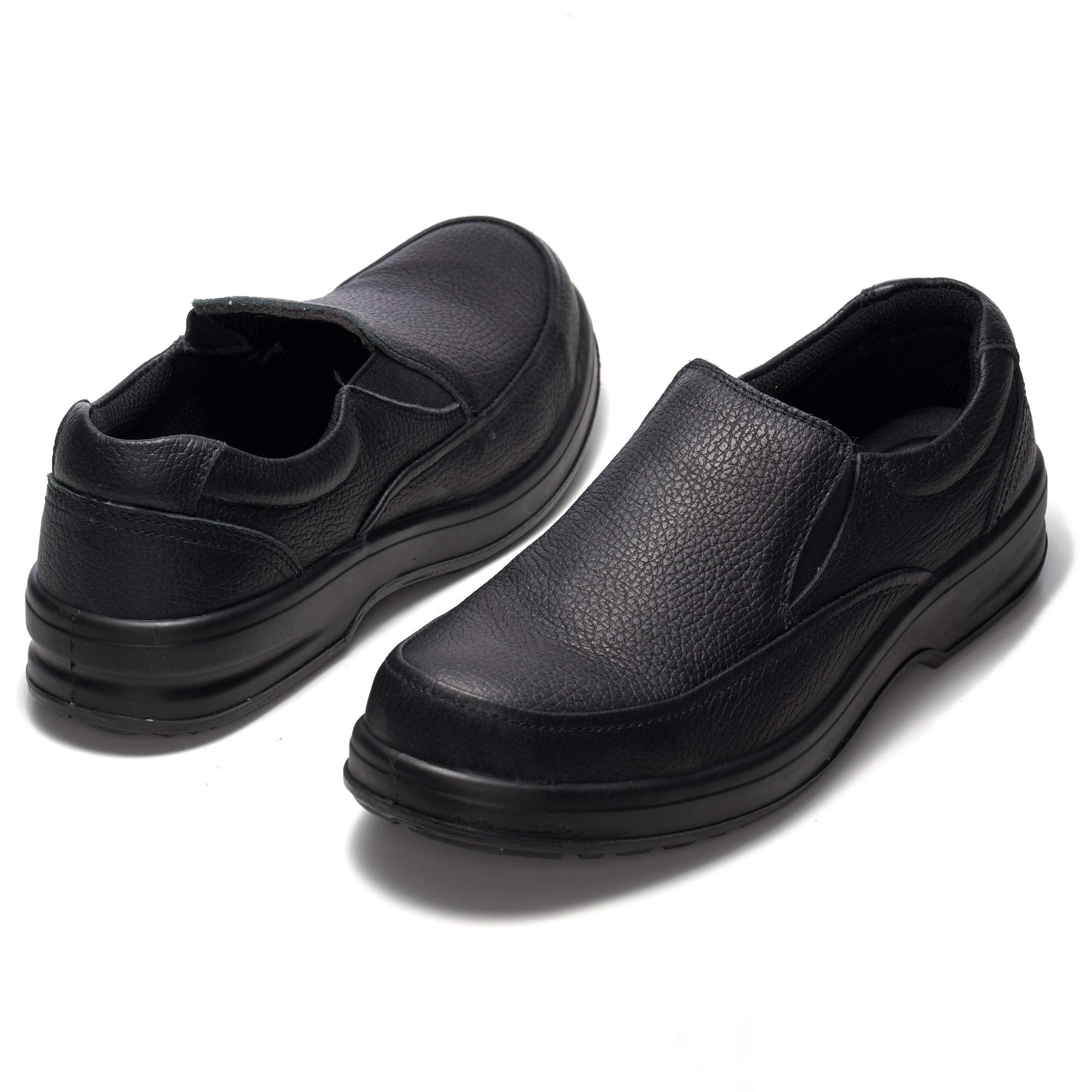 Alpine Swiss Arbete Mens Leather Slip-On Work Shoes Slip Resistant Black 14 M US