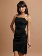 Ketch WomenS Polyester Blend Sheath Mini Dress (Khj6000633_Black