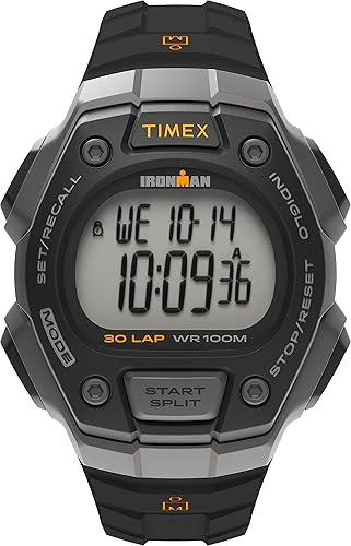 Timex Men's T5K821 Ironman Classic 30 Black/Orange Resin Strap Watch