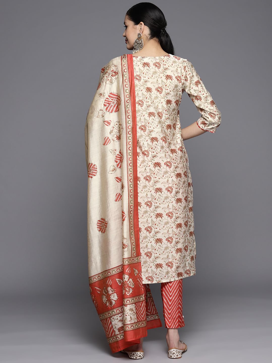 Libas WomenS Silk Blend Kurta Sets (34320_Coral