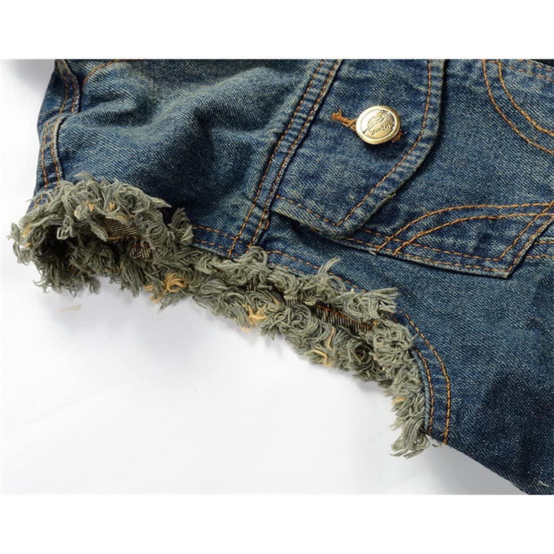 NASKY Men's Fit Retro Ripped Denim Vest Sleeveless Lapel Jean Vest Jacket Waistcoat Top(XX-Large,Dark blue)