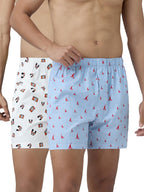 XYXX Mens Super Combed Cotton Remix Printed Boxers [Pack of 2] No-Marks Waistband, Comfort Stretch | Innerwear for Men in Colou