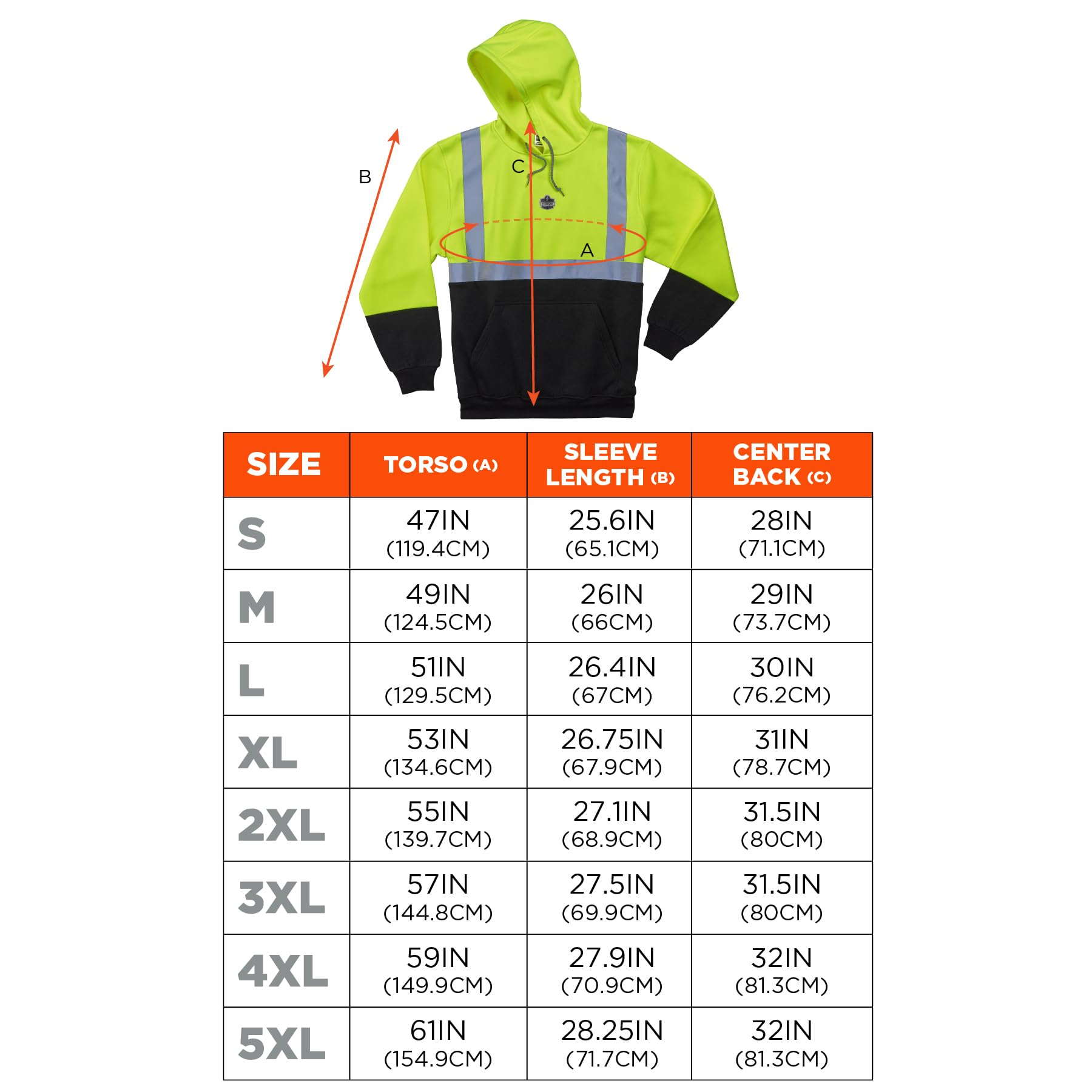 GloWear 8293 Type R Class 2 Front Hooded Sweatshirt - Extra Large (XL) Size Hood Collar - Black, Lime - Polar Fleece