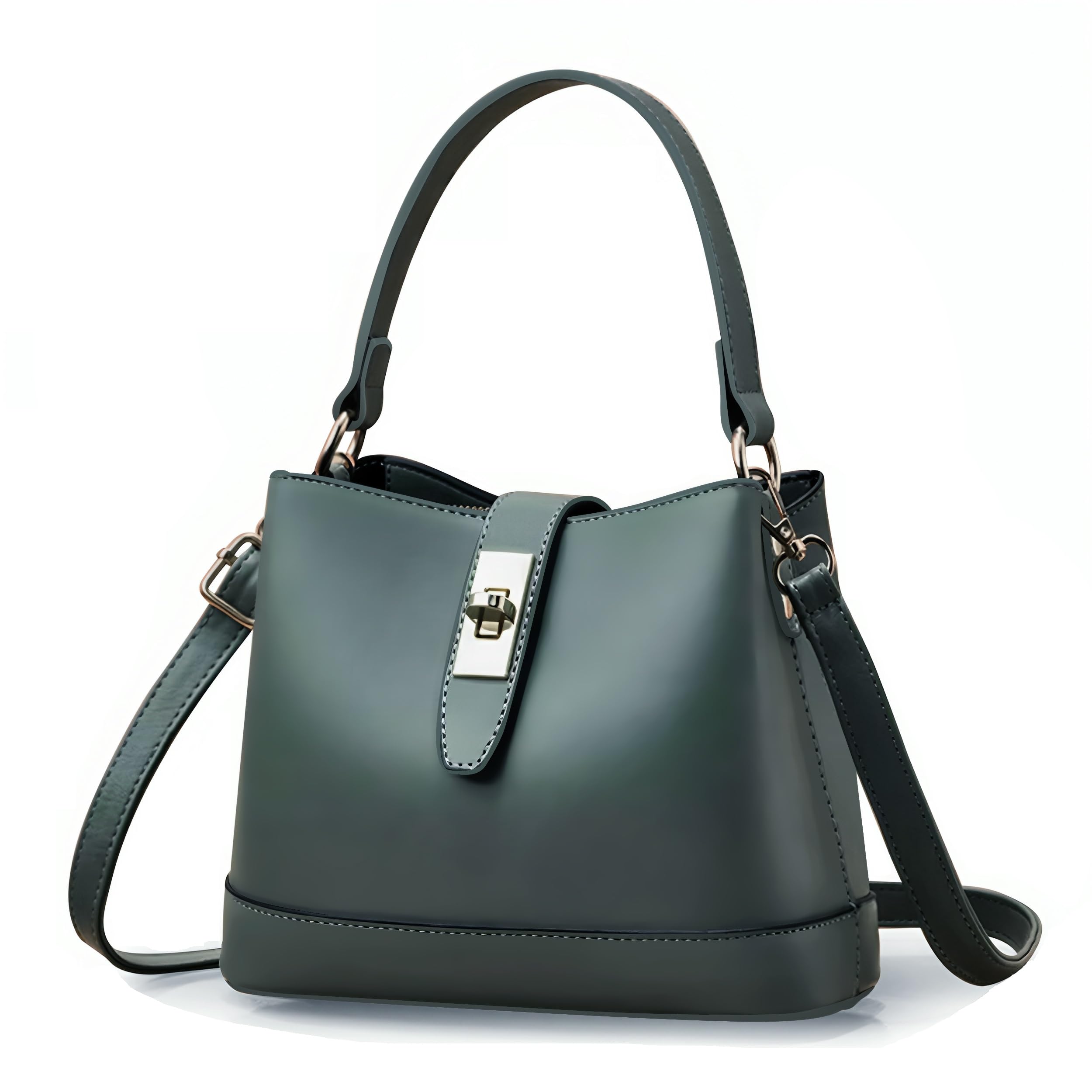 ADISA Womens Girls Bucket Cross Body Bag with Sling (SL5139) (Dark Green)