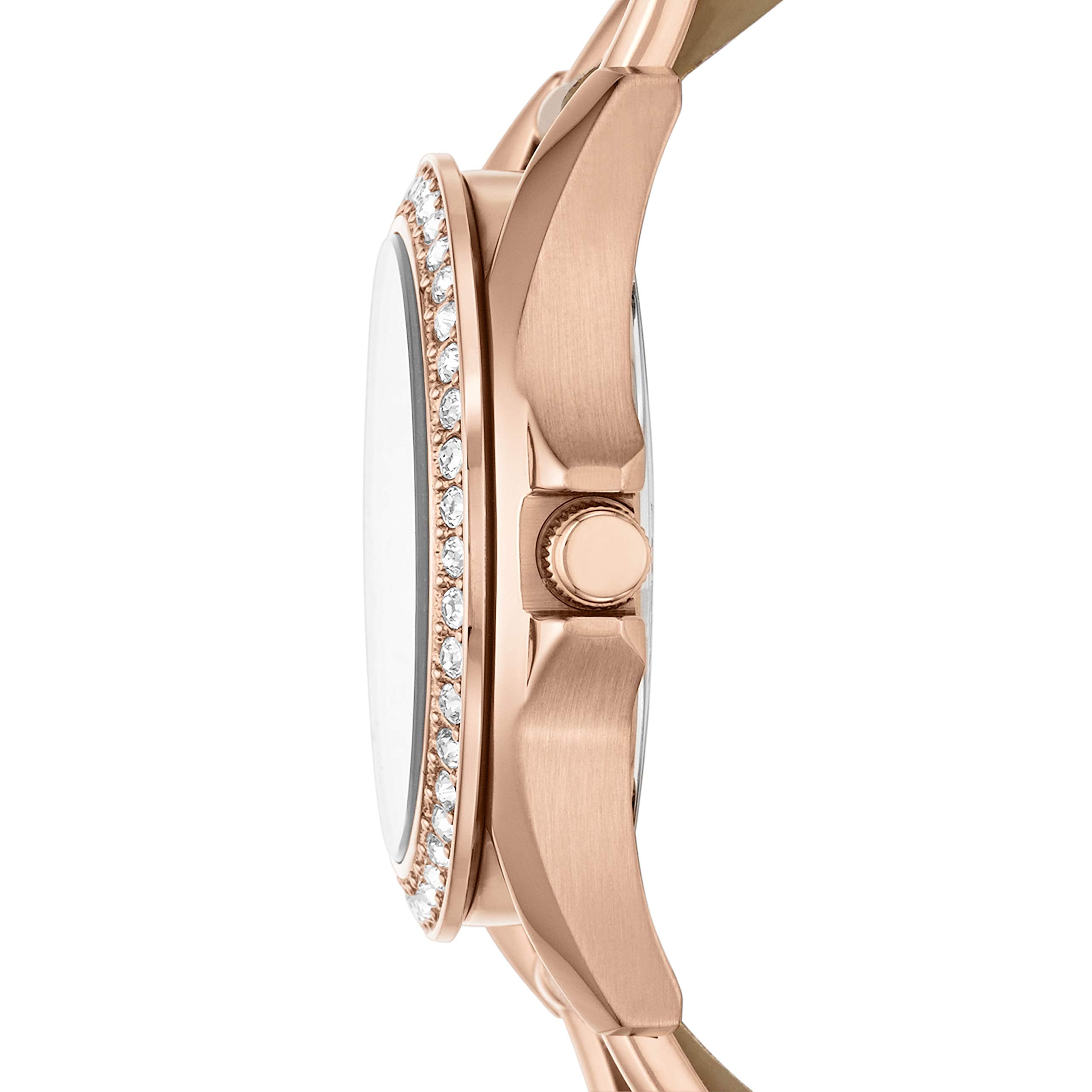 Fossil Women's Riley Quartz Stainless Steel and Leather Multifunction Watch, Color: Rose Gold, Sand (Model: ES3466)