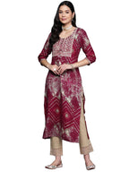 Libas Womens Viscose Rayon Yoke Design Straight Kurta (23747O_Magenta
