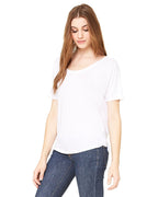 Ladies Slouchy T-Shirt - WHITE MARBLE - S(D0102H7W546)