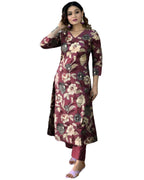 ANNI DESIGNER Womens Cotton Blend Straight Printed Kurta with Pant (DHUN WINE_XXL_Wine_XX-Large)