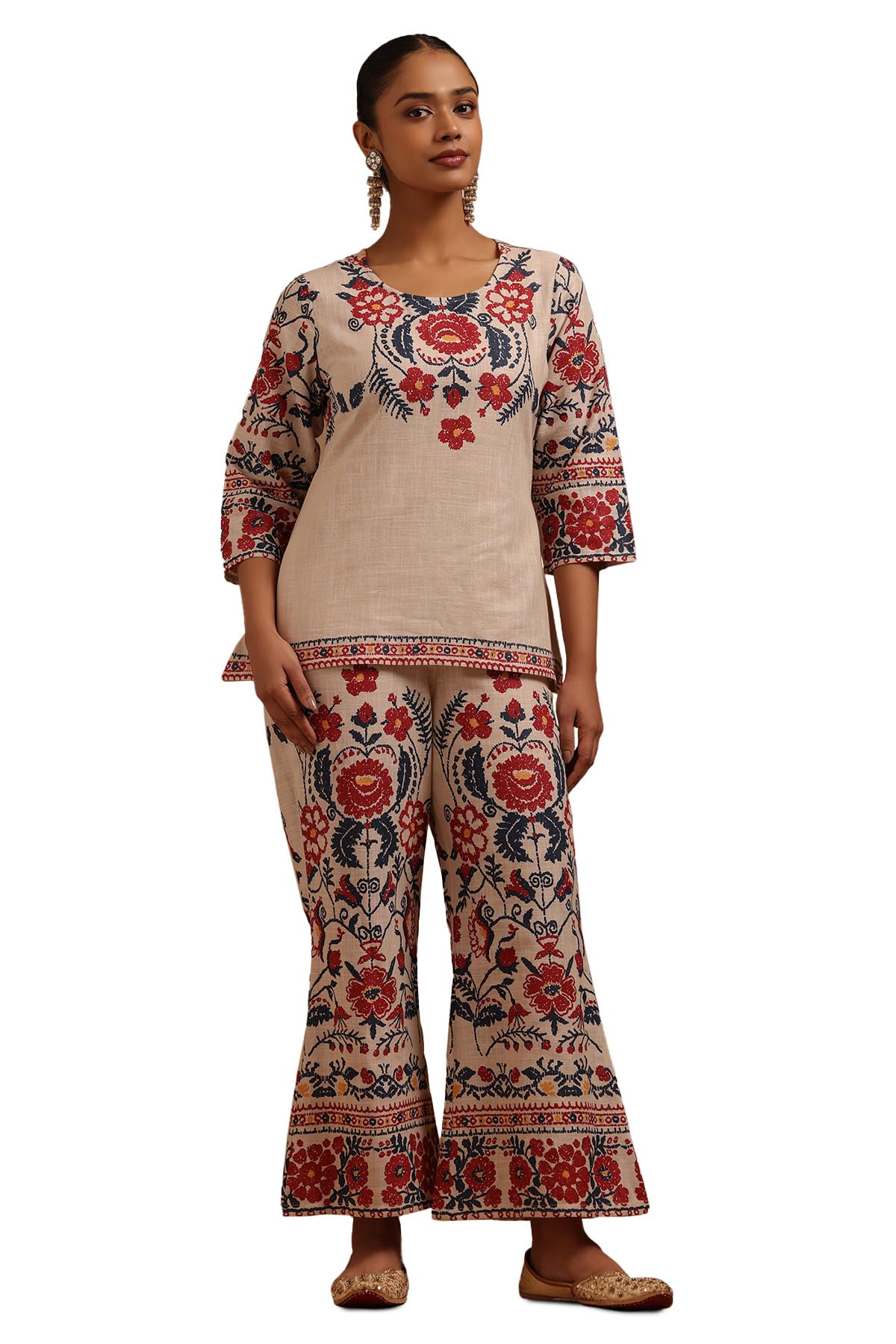 Soch Women Pattern: Floral Fabric: Cotton Slub Closure: Slip On Package Contains: Tunic Pant