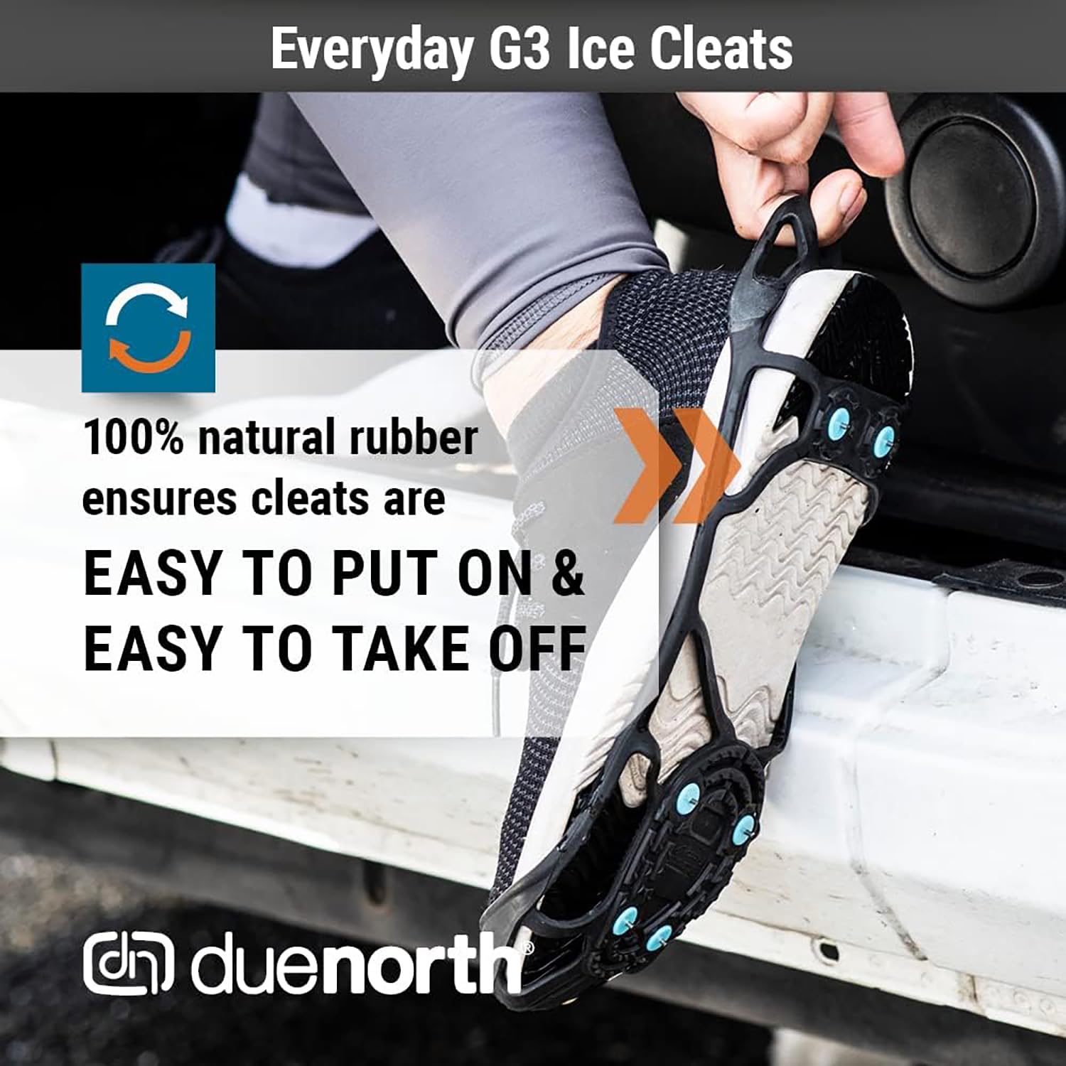 Due North Everyday G3 Ice Cleats for Shoes & Boots - Traction Spikes for Men & Women to Improve Grip on Snow & Ice
