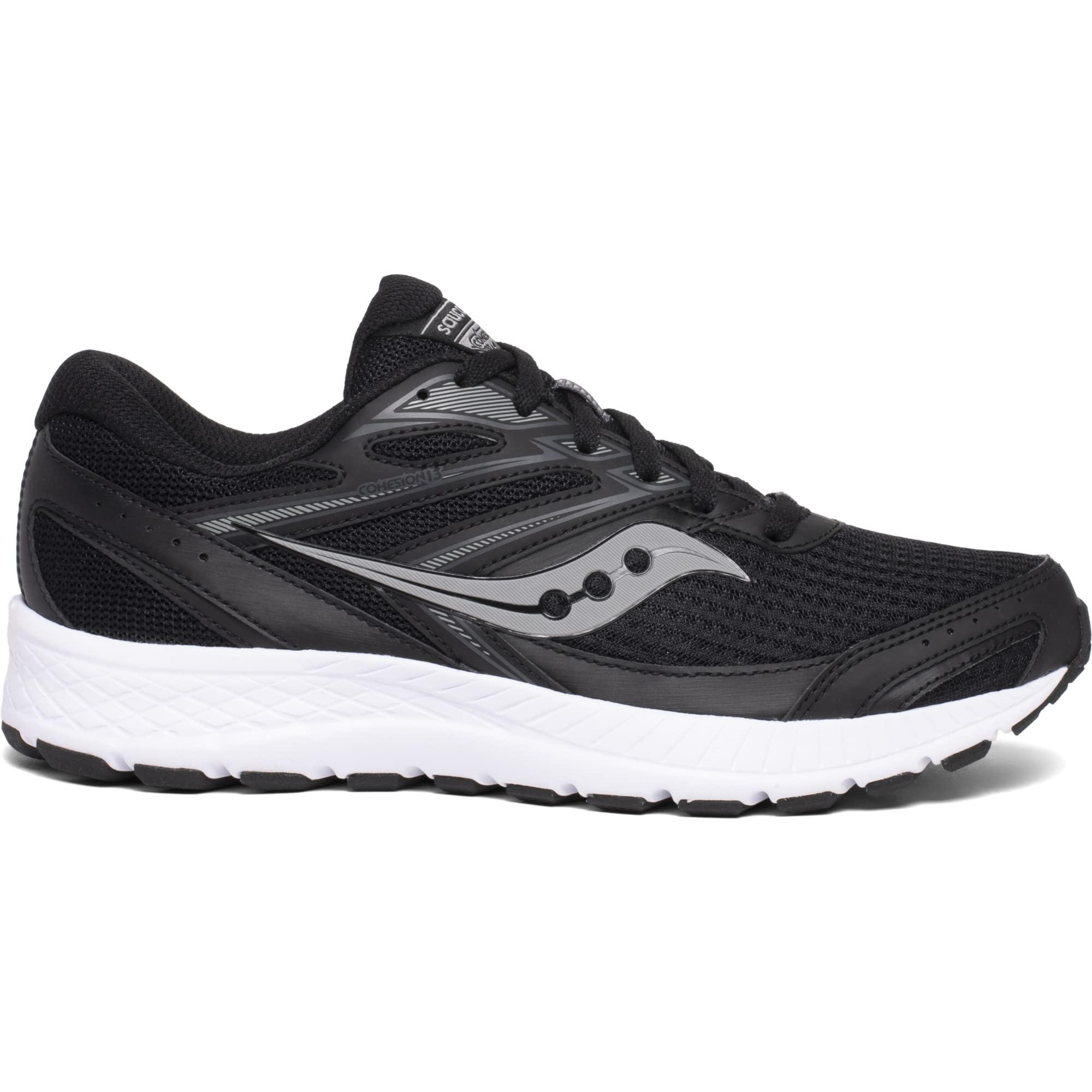 Saucony Men's Cohesion 13 Walking Shoe, Black | White, 10 W US