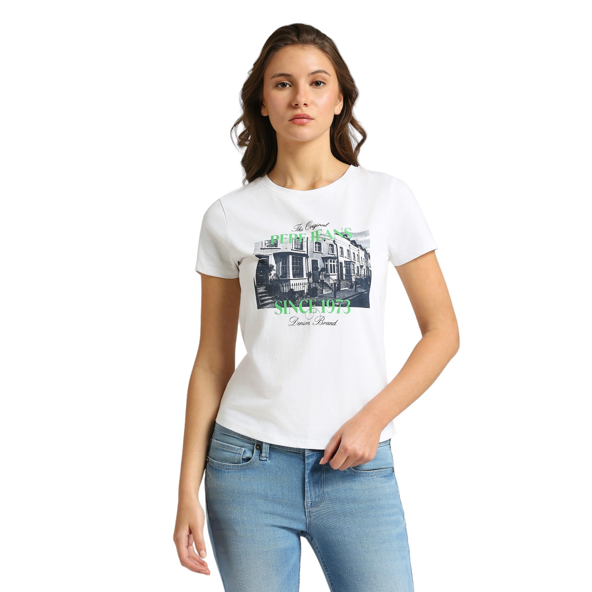 Pepe Jeans WomenS Semi Fit T-Shirt (Pl505910_Optic White