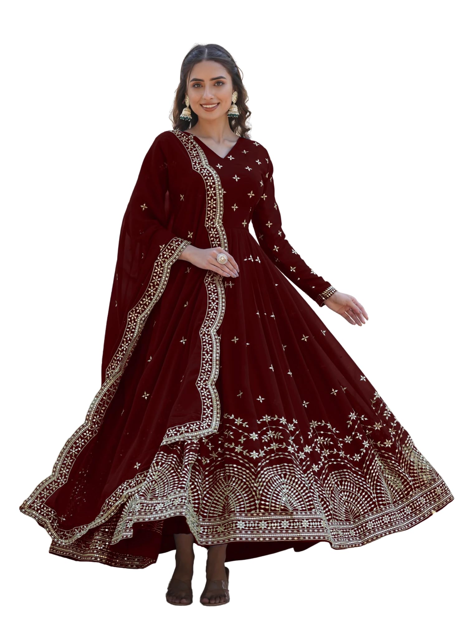 Wedani Georgette Anarkali Kurta Set with Dupatta For women