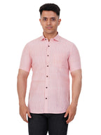 Mens Striped Regular fit Cotton Casual Shirt Pink