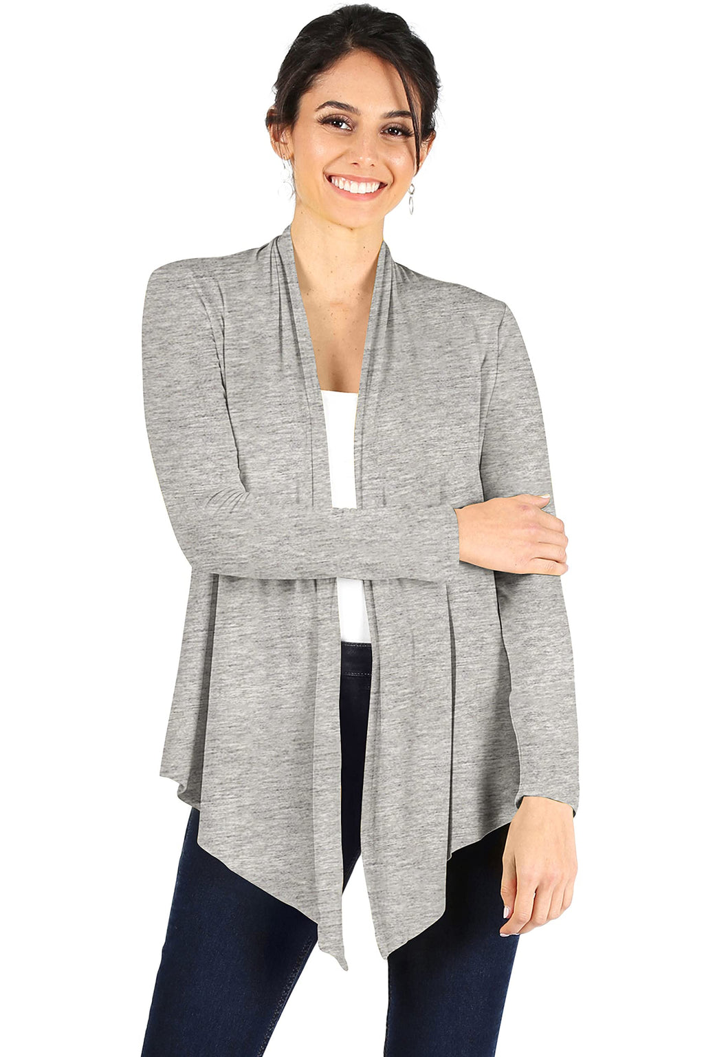 Simlu Heather Grey Cardigans for Women, Heather Grey Cardigan Plus Size and Reg, Heather Grey Lightweight Sweater Cardigan, 3X-L