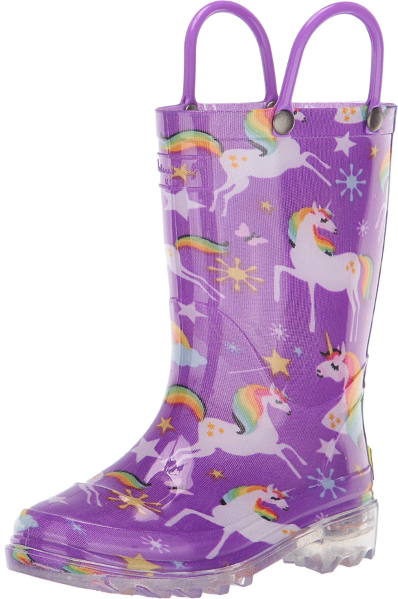 Western chief Kids Waterproof Rain Boots That Light up with Each Step Rainbow Unicorn, 10 M US