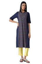 Aurelia Women'S Cotton Geometric Regular Kurta (22Fea12863-701906_Navy_M)