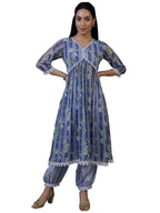 Libas Womens Printed Georgette A-Line Kurta With Salwar