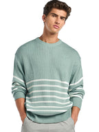 Bewakoof MenS Striped Super Loose Fit Full Sleeve Round Neck 100% Acrylic Sweater_644660_Green_S