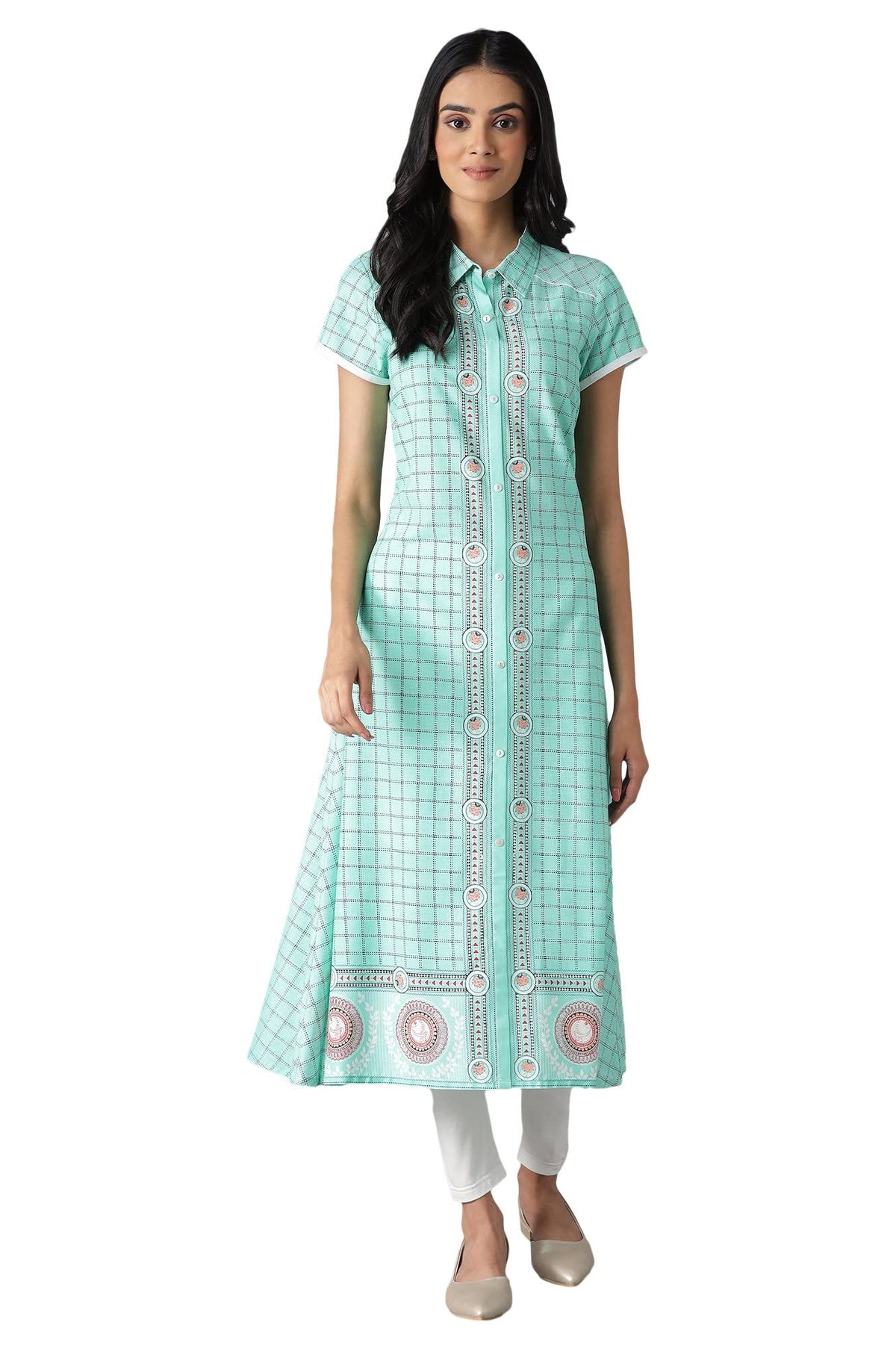 Aurelia Womens Viscose Kurta & Tight (22FEAS14348-503659_Green