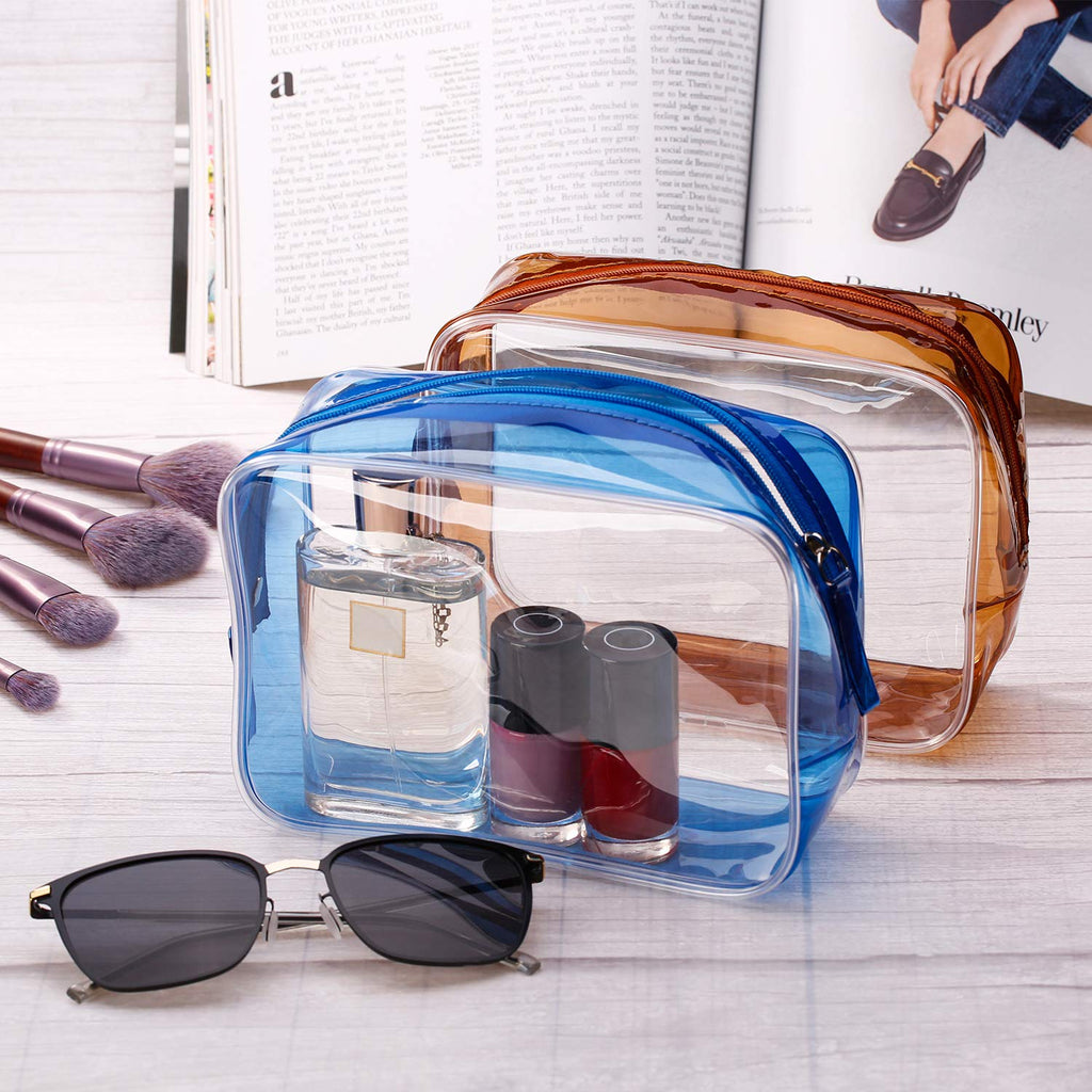 Pangda 5 Pack Clear PVC Zippered Toiletry Carry Pouch Portable Cosmetic Makeup Bag for Vacation, Bathroom and Organizing