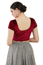 Soch Womens Maroon Velvet Princess Cut Blouse