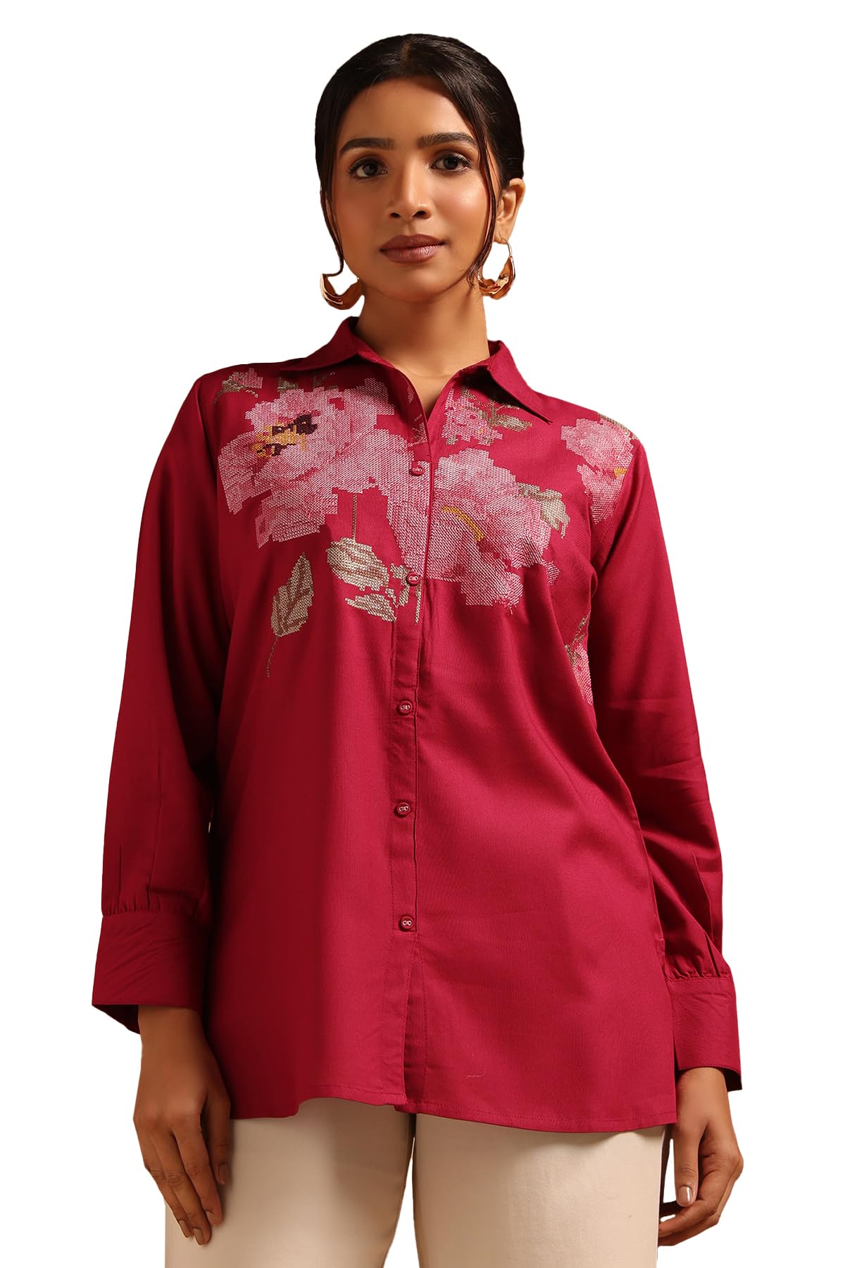 Soch Women Rayon Embroidered Top