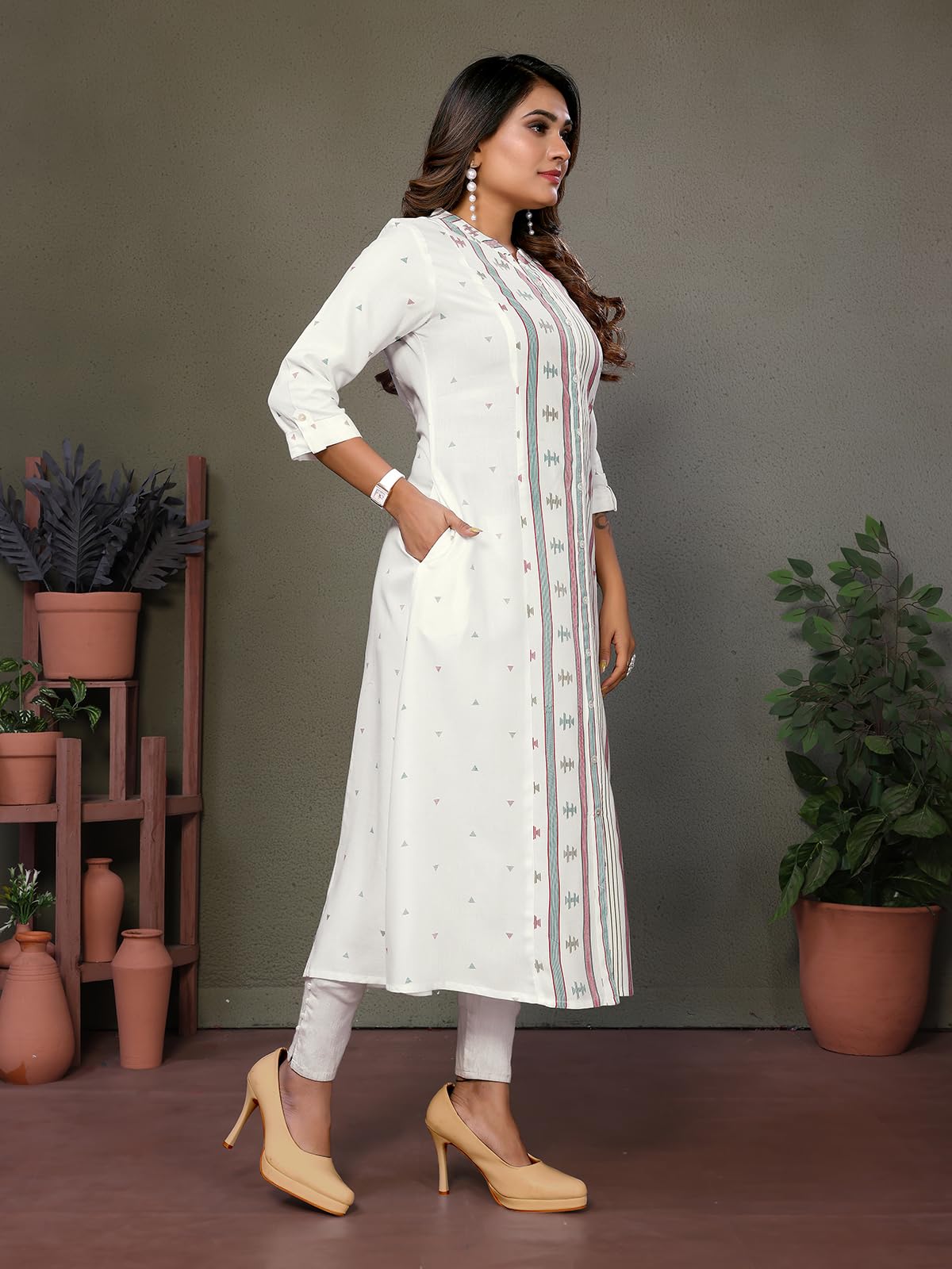 rangita Calf Length Printed A-Line Kurti