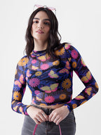The Souled Store TSS Originals: Floral Night Women Cropped Tops Womens Crop Tops for Summer Trendy Casual Sleeveless Cropped Ta