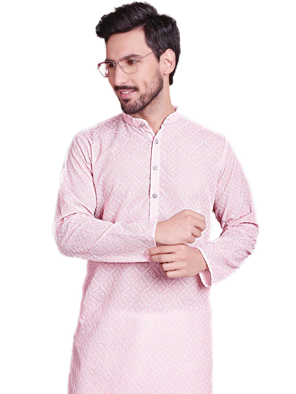 Jompers Mens Chikankari Embroider Kurta