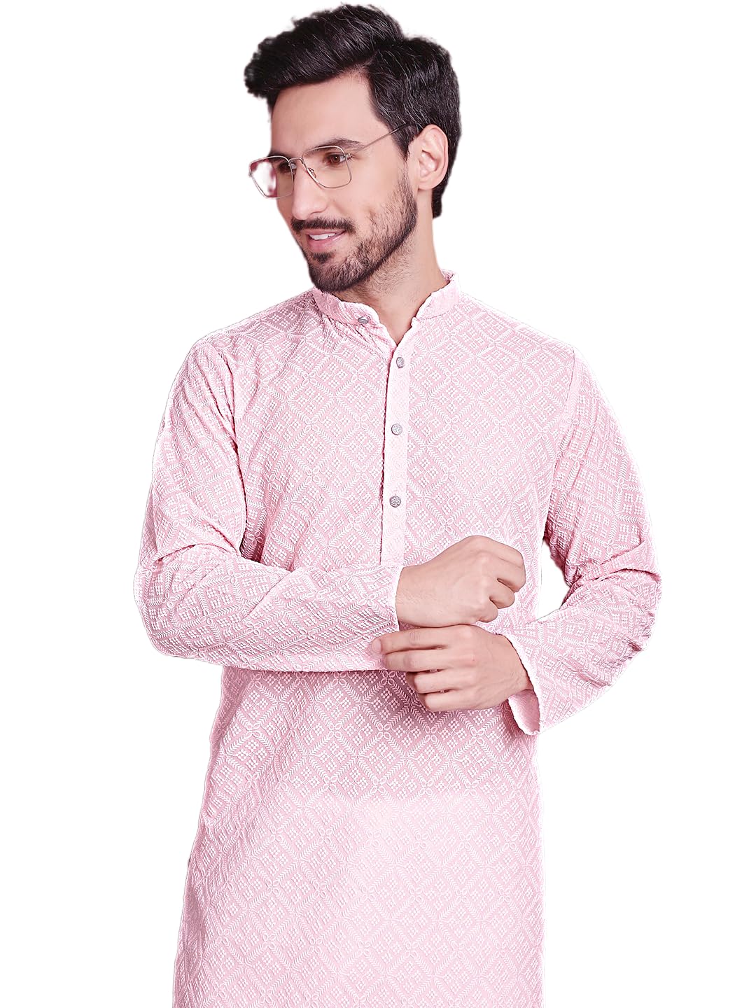 Jompers Mens Chikankari Embroider Kurta