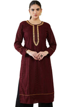 Soch Women Maroon Georgette Embroidered Kurta(Maroon_Xl)