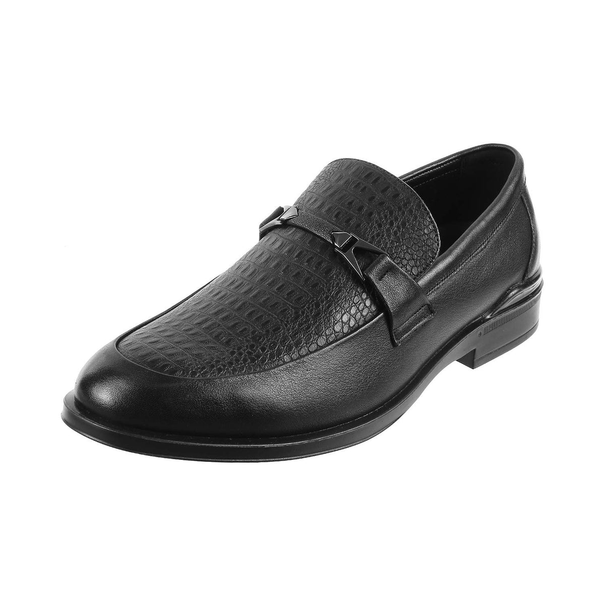 Mochi Men Black Leather Flat Shoes (1411401142) Size (8 UK/India (42EU)) 8-42
