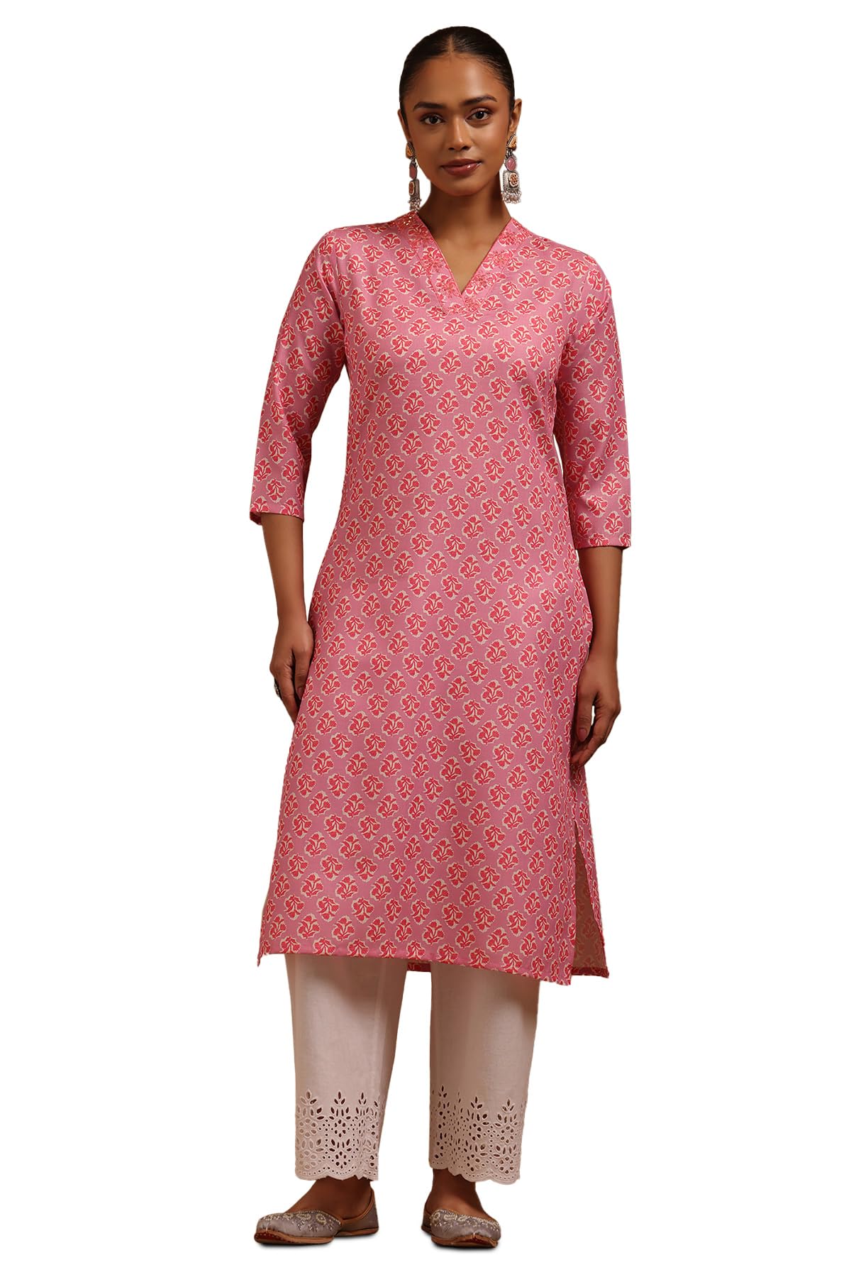 Soch Women Cotton Blend Floral Printed Kurta with Sequins