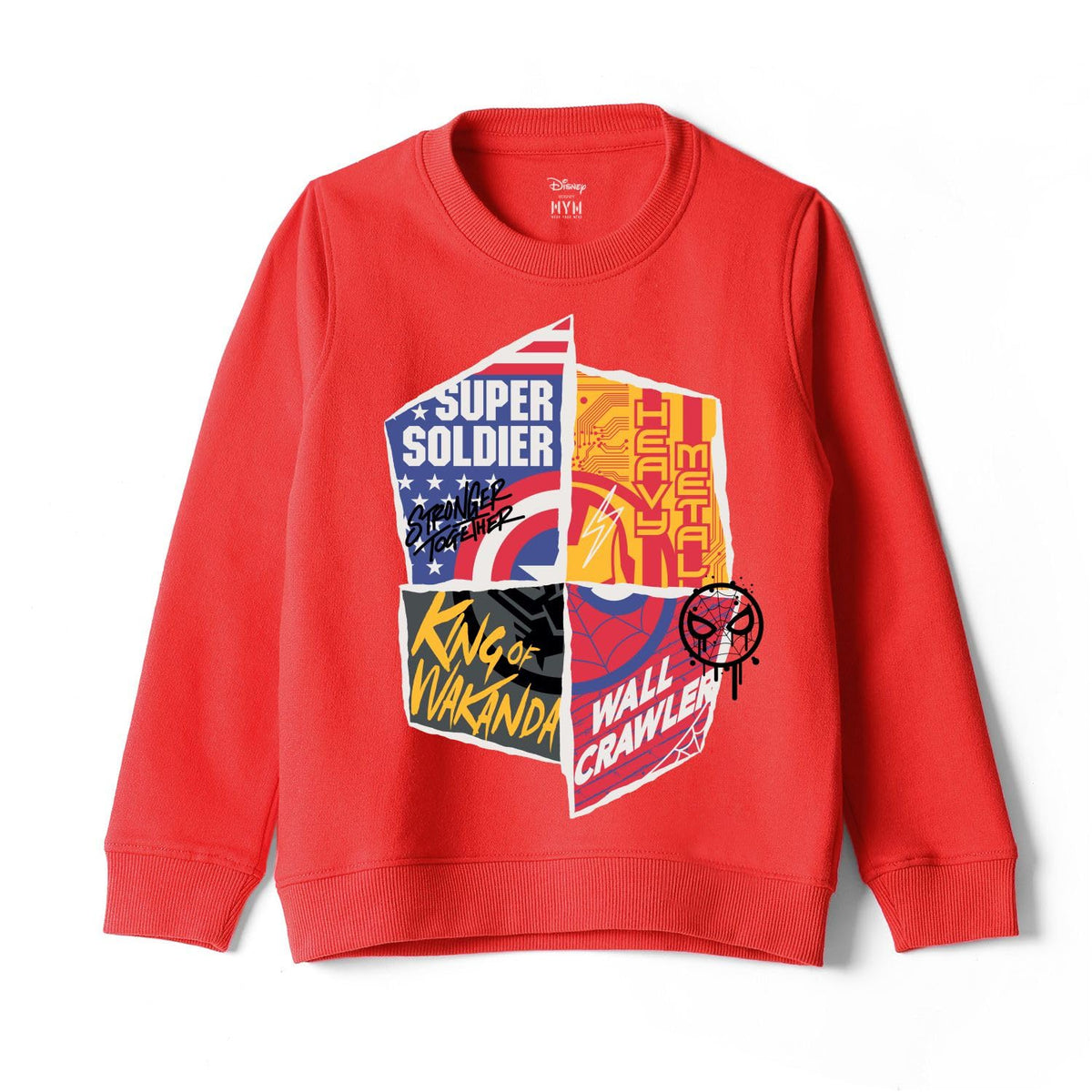 Wear Your Mind Avengers Character Print Red Round Neck Boys Sweatshirt DMARKSW661.5_1314Y 13-14