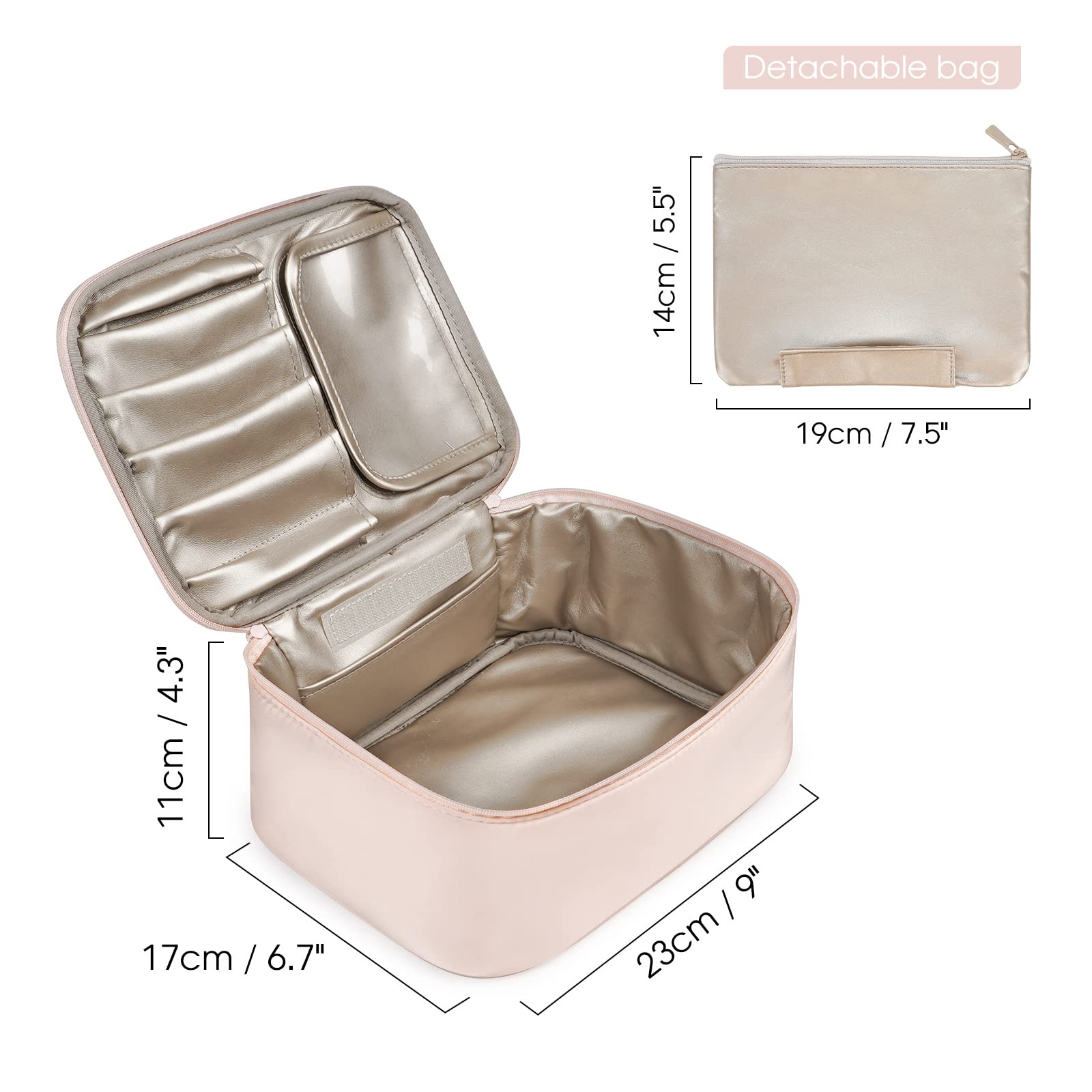 Narwey Travel Makeup Bag Large Cosmetic Bag Make up Case Organizer for Women