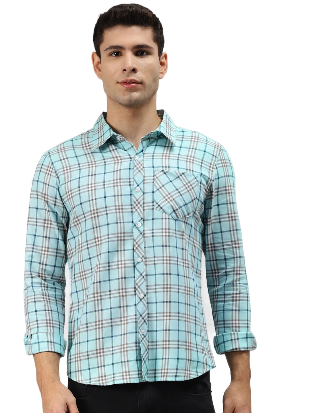 Hubberholme MenS Cotton Check Regular Fit Casual Shirt - Pure Soft Cotton Checked Shirts For Men Stylish/Trendy Full Sleeve Shi